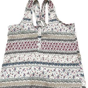 Bejewel Silky Soft Racer Back Button Down Summer Floral Tank Top